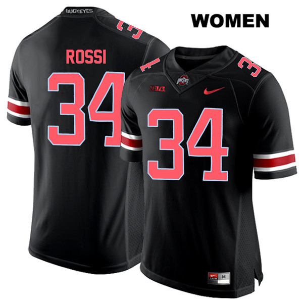 Ohio State Buckeyes Women's Mitch Rossi #34 Red Number Black Authentic Nike College NCAA Stitched Football Jersey AU19T78YD